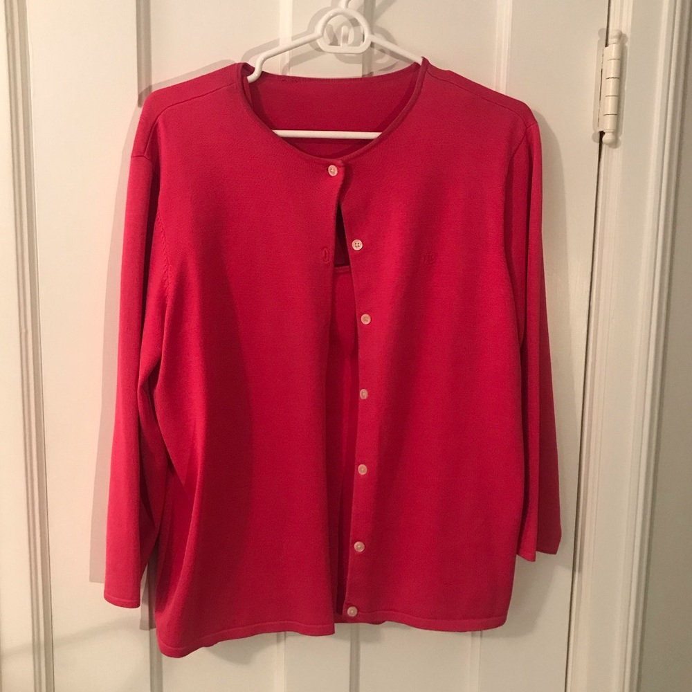 Pink Ralph Lauren sweater set.